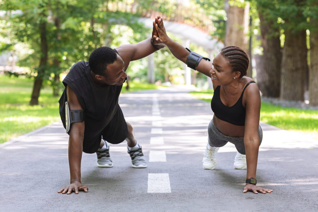 Couple exercising